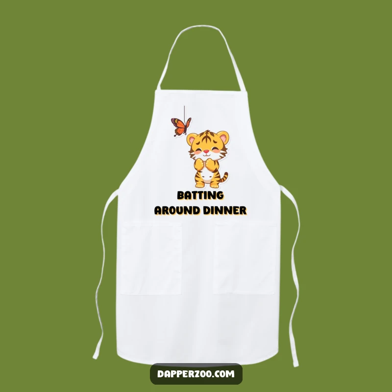 Funny Tiger Cub Butterfly Apron, Humorous Kitchen Wear for Little Chefs