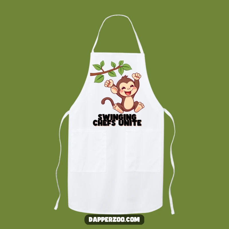 Funny Kawaii Monkey Swinging Apron - Playful Kitchen Adventure Gear