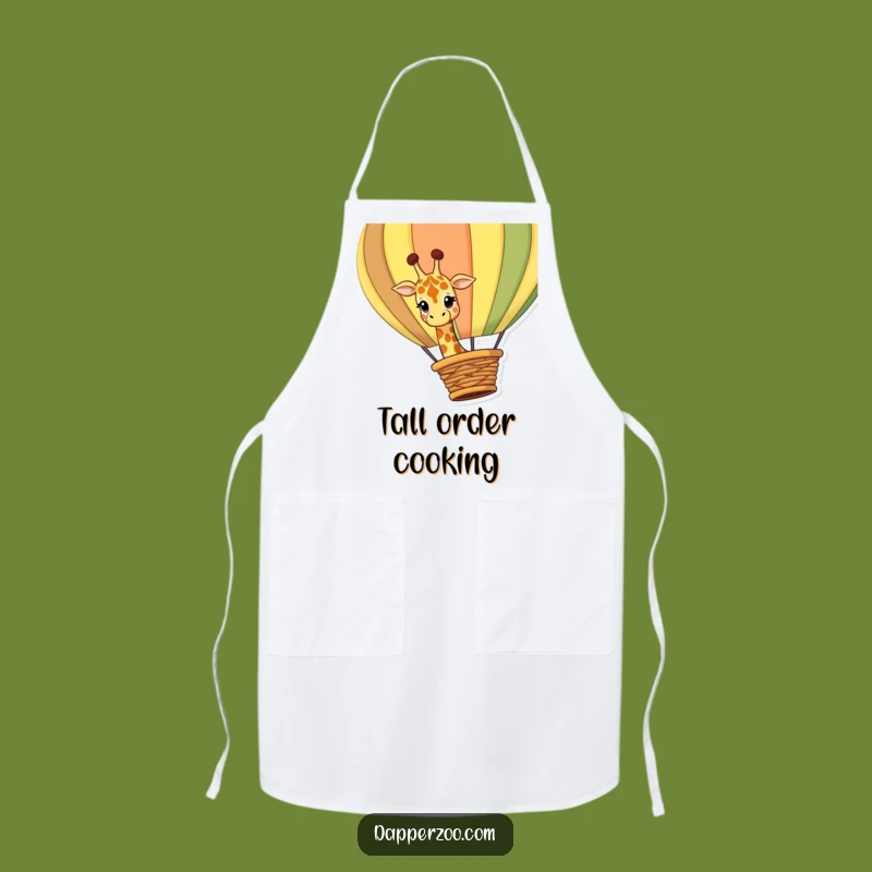 Funny Giraffe Chef Apron: Curious Giraffe Ballooning, Hilarious Kitchen Gift!