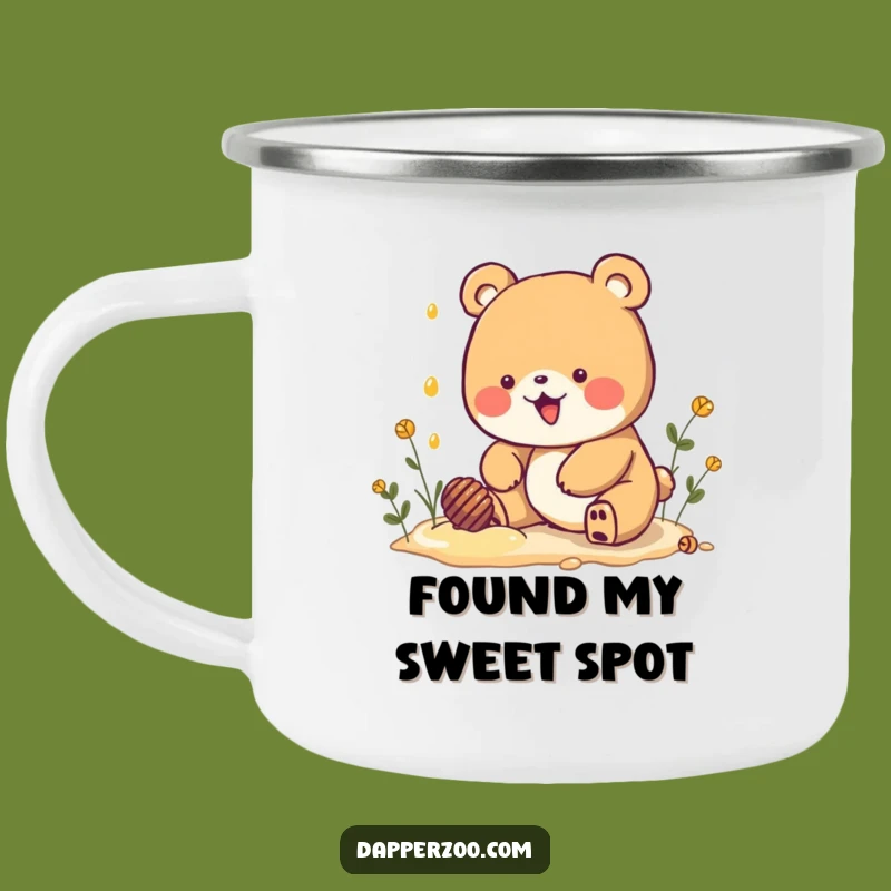 Funny Kawaii Bear Honey Dig Enamel Camping Mug: Sweet Adventures Await!