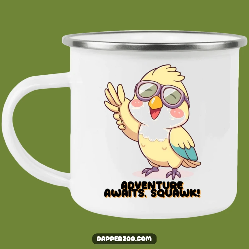 Funny Aviator Parrot Camping Mug: Durable Character Waving, Great Funny Gift for Outdoors