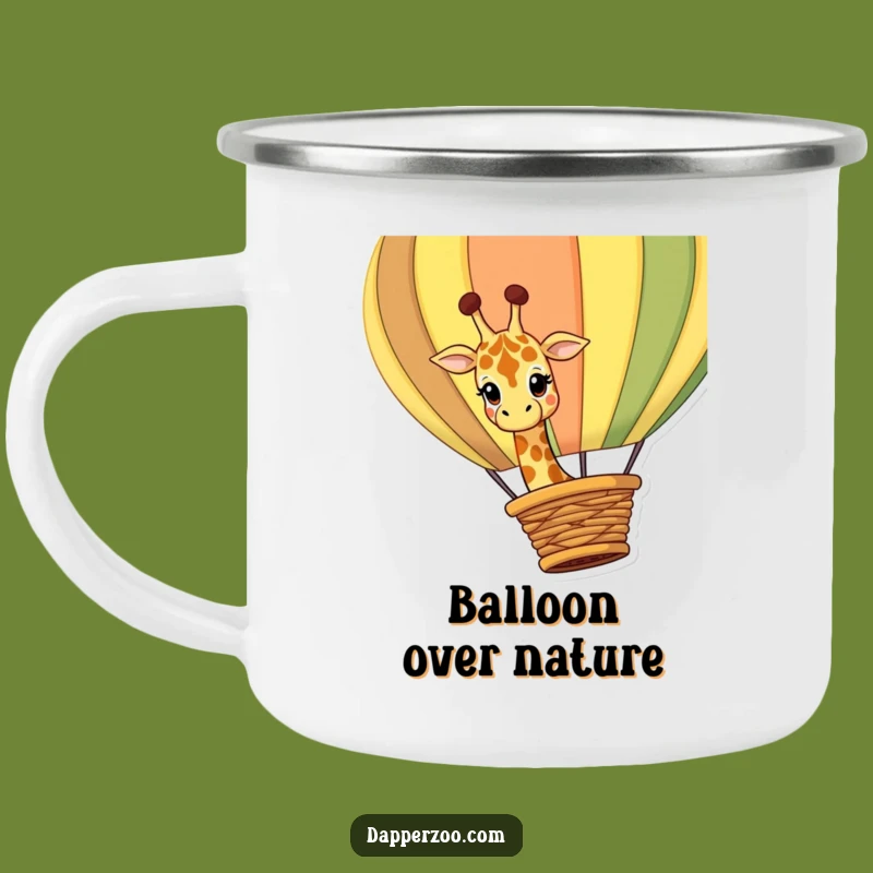 Funny Giraffe Camp Mug: Curious Giraffe Ballooning, Hilarious Outdoor Gift!