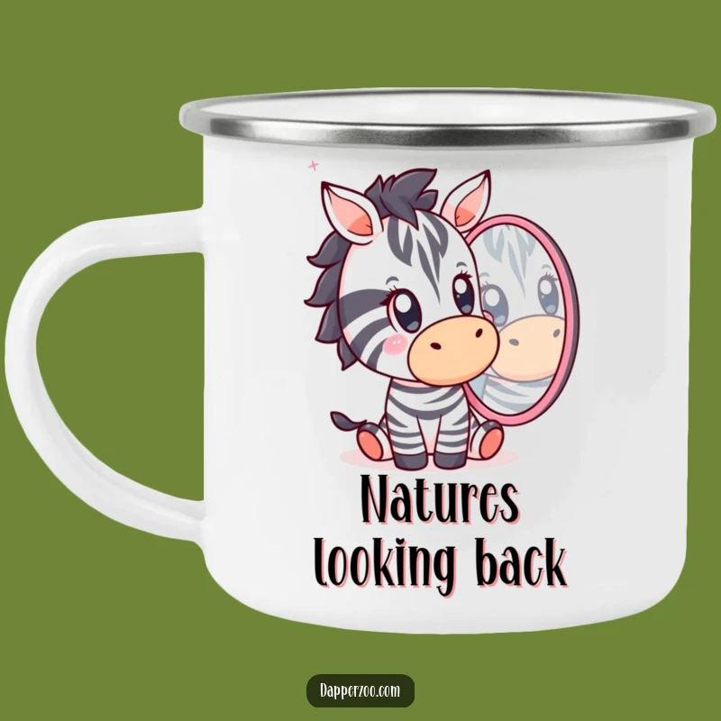 Funny Kawaii Zebra Surprise Enamel Camping Mug: Adventure with a Chuckle!