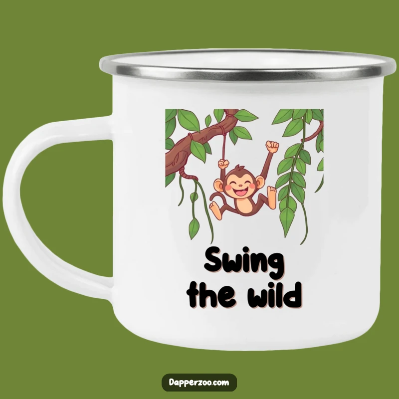 Funny Monkey Camp Mug: Happy Monkey Swinging, Hilarious Jungle Outdoor Gift!