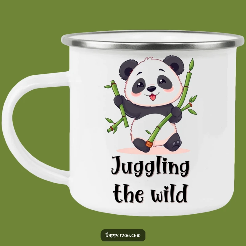 Funny Panda Camp Mug: Clumsy Panda Juggling, Hilarious Outdoor Gift!