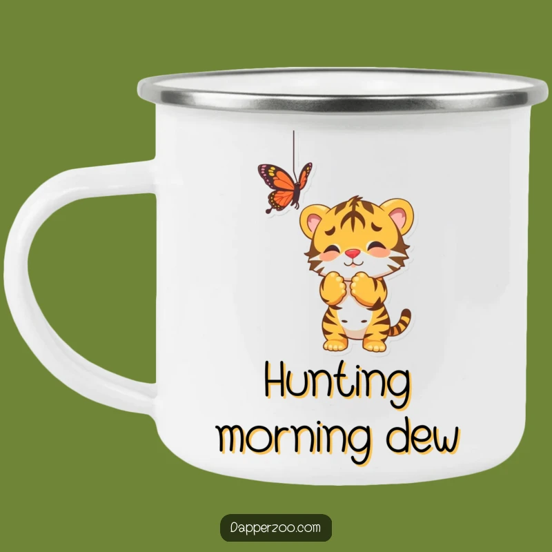 Funny Tiger Cub Butterfly Camping Mug, Durable & Humorous Outdoor Gift
