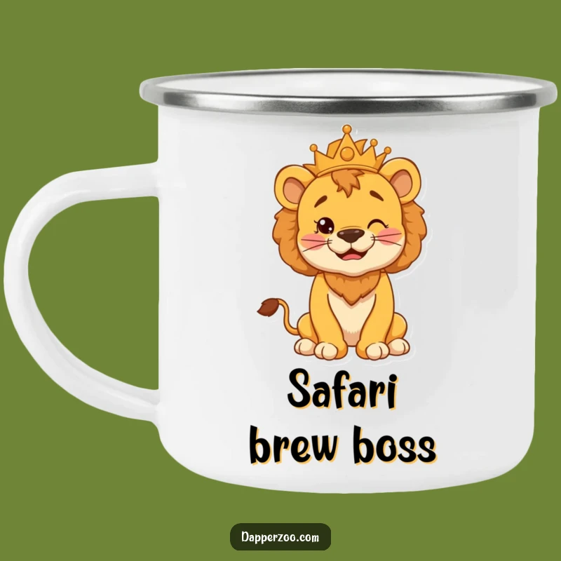 Funny Lion Cub Camping Mug - King Pose Adventure Gift