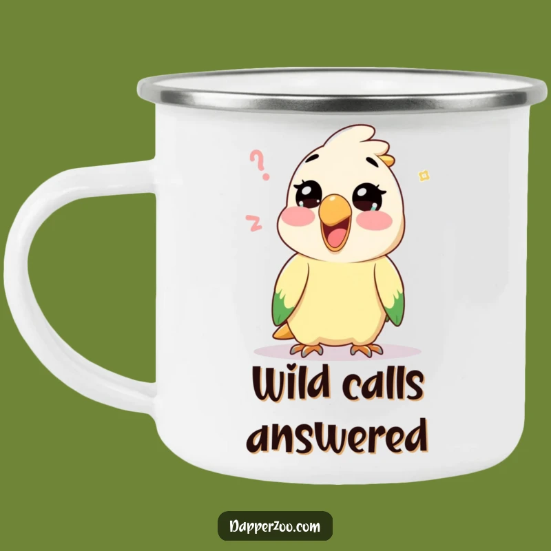 Funny Kawaii Parrot Mimic Enamel Camping Mug: Adventures with a Chirp!