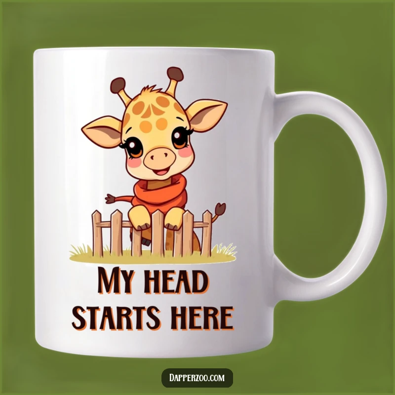 Funny Giraffe Scarf Mug - Peeking Over Fence Gift