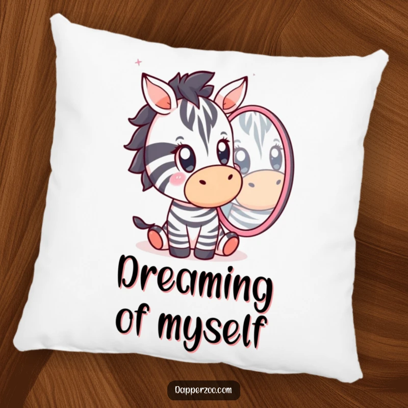 Funny Kawaii zebra character with a comically surprised face on a plush pillow, offering comfort and a humorous visual.