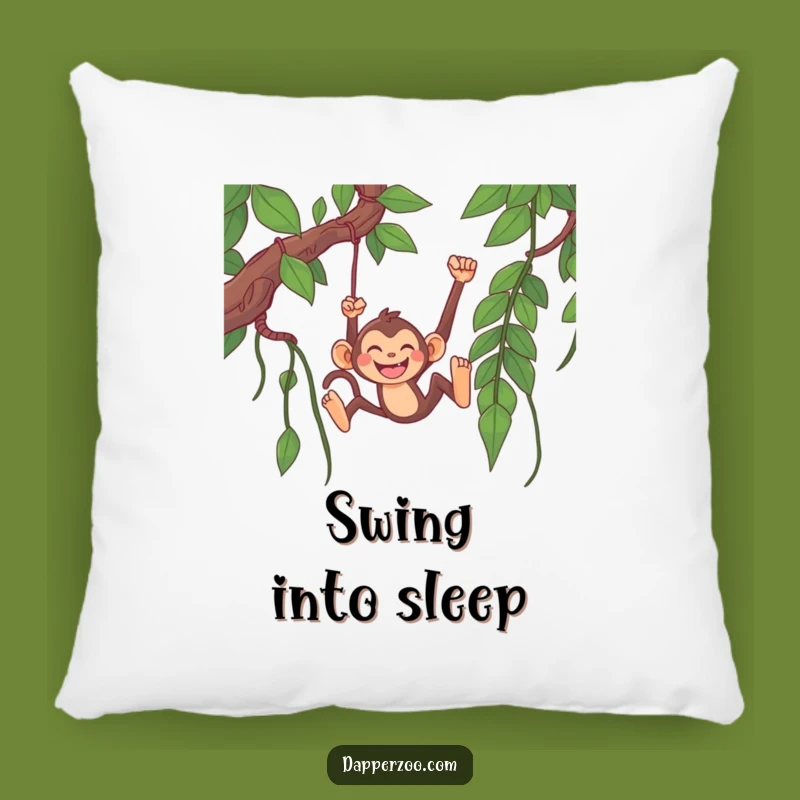 Funny Monkey Comfort Pillow: Happy Monkey Swinging, Adorable Jungle Gift!