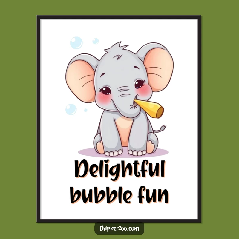 Funny Elephant Digital Art - Bubble Blowing Joy Print