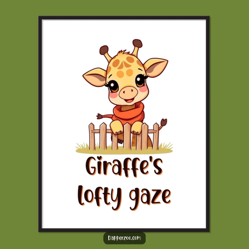Funny Giraffe Digital Art - Scarf Peek Over Fence Print