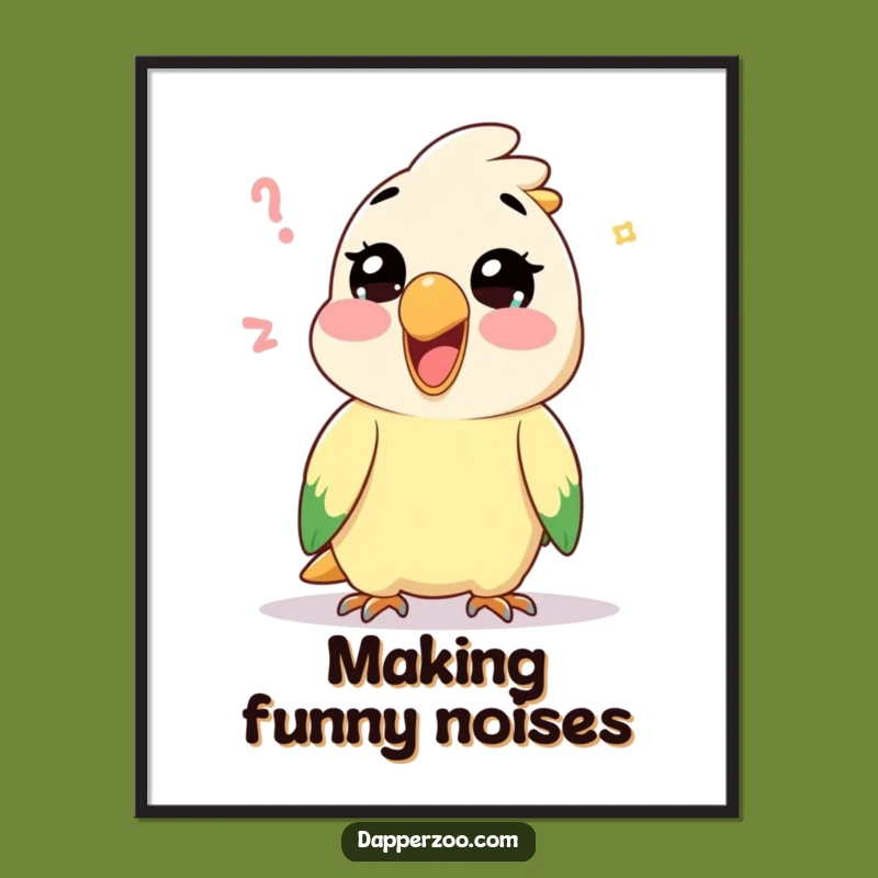 Funny Kawaii Parrot Mimic Digital Art: Instant Vocal Humor for Your Walls!