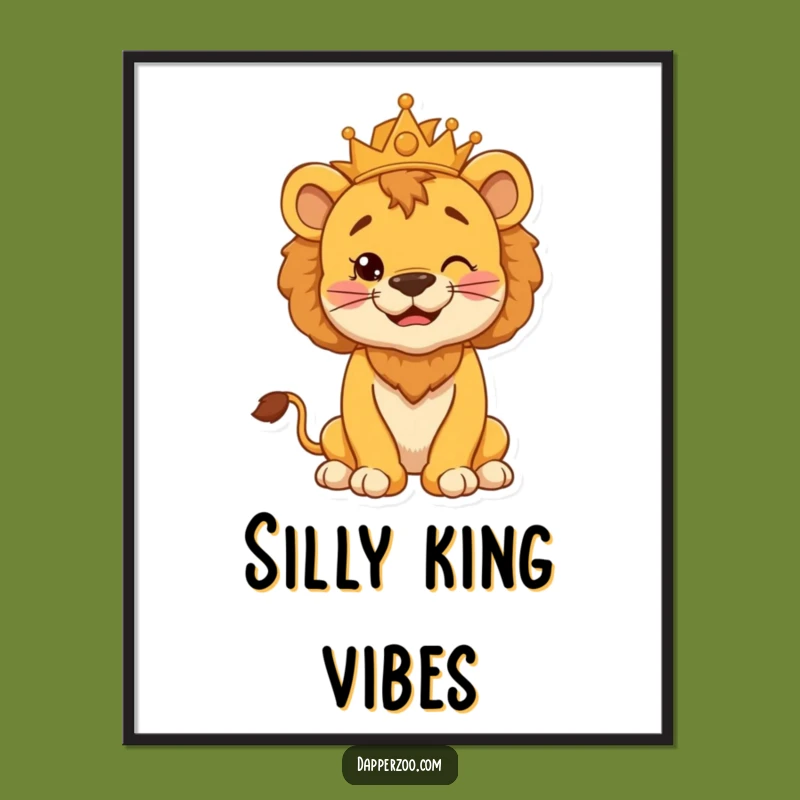 Funny Lion Cub Digital Art - Silly King Pose Print for Walls