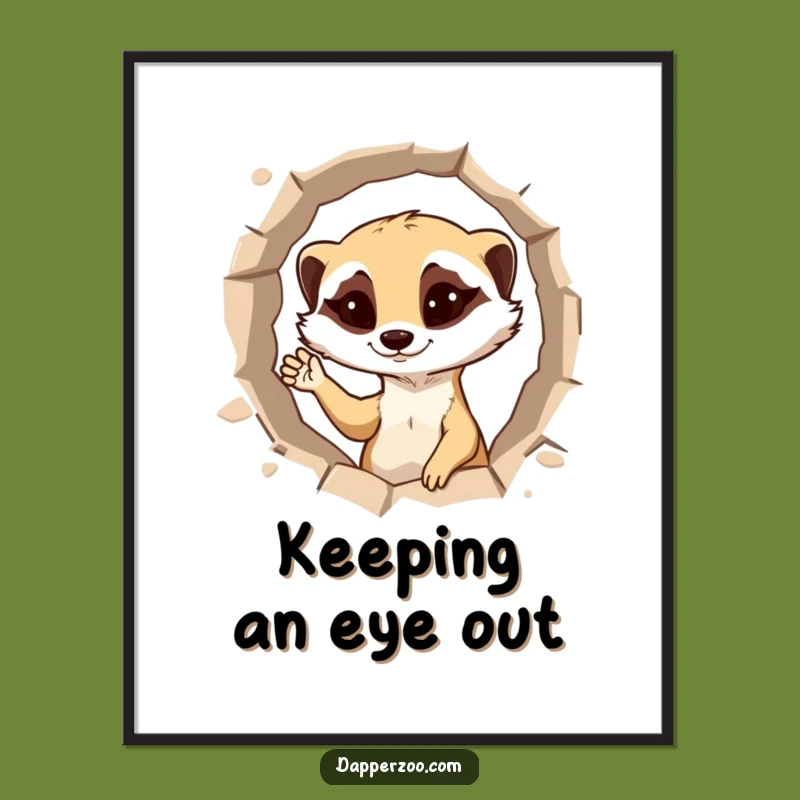 Funny Meerkat Digital Art: Cheeky Wink & Wave, Instant Funny Gift Download