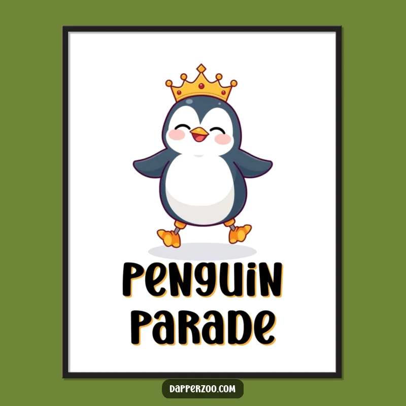 Funny Penguin Stilts Digital Print - Instant Regal Wall Art with Comedic Charm