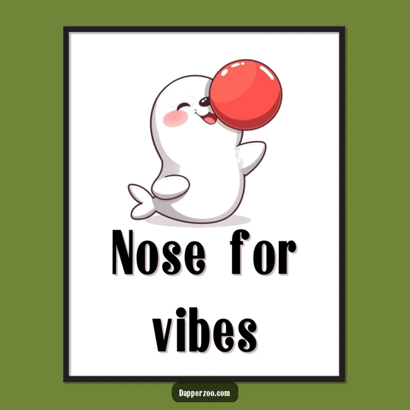 Funny Seal Balancing Ball Digital Art, Instant Joyful Decor & Gift