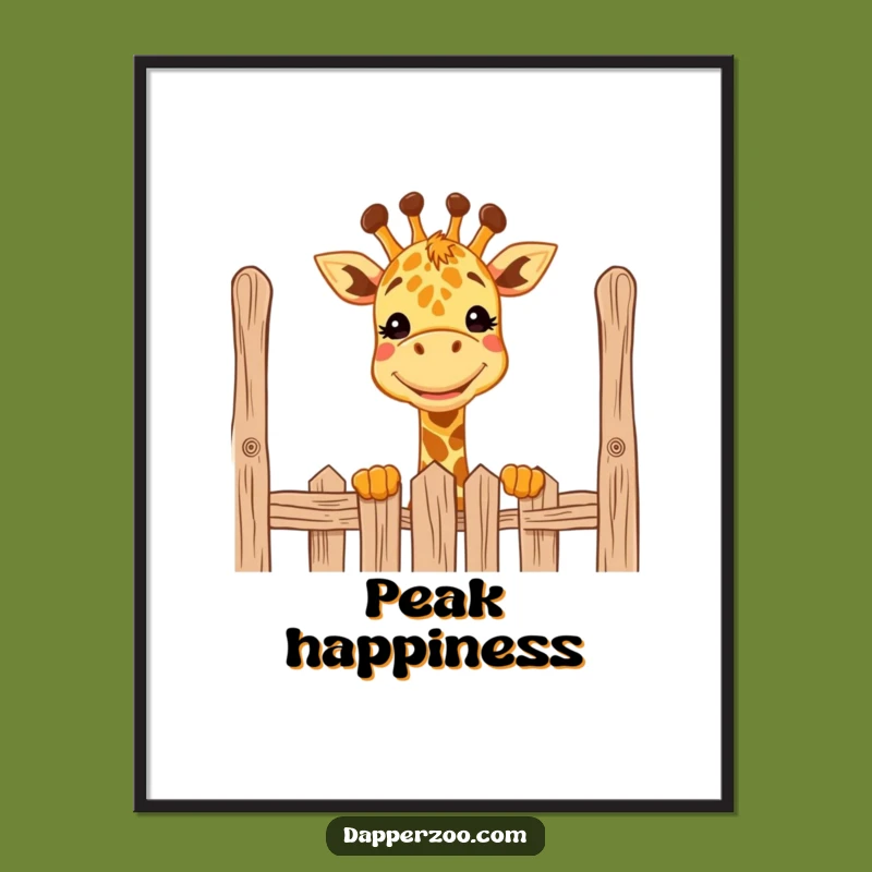 Funny Giraffe Peeking Digital Art - Grinning Downloadable Print, Gift