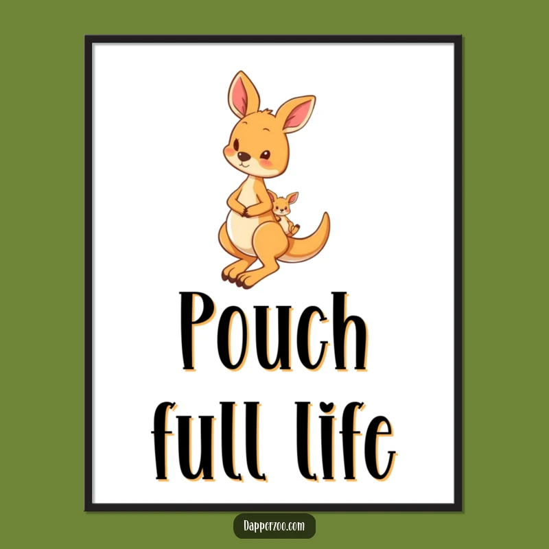 Funny Kangaroo Joey Digital Art, Instant Joyful Decor & Humorous Gift