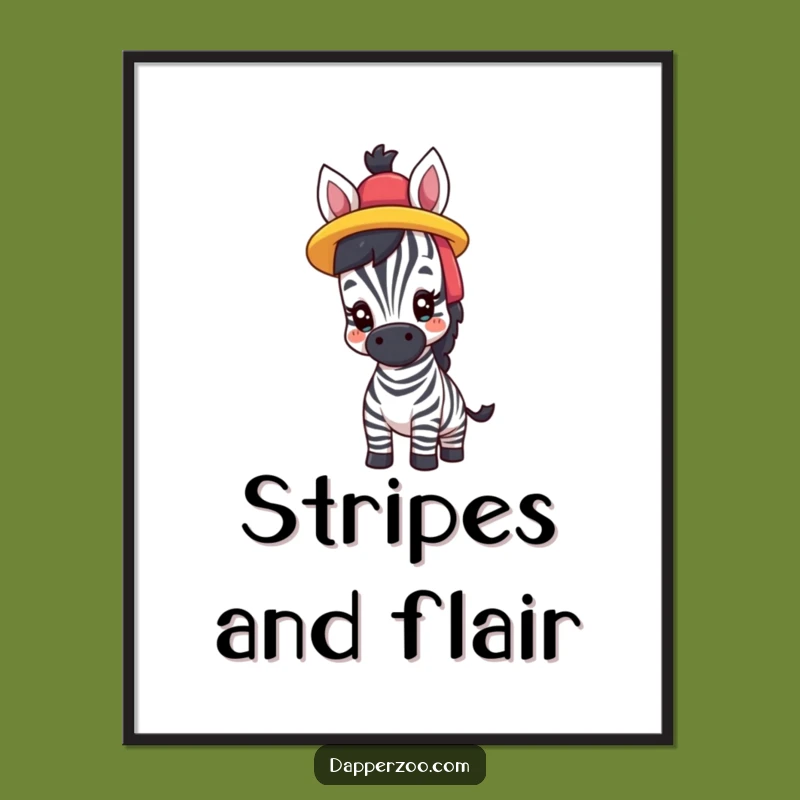 Funny Zebra Hat Digital Art, Instant Stylish Decor & Humorous Gift