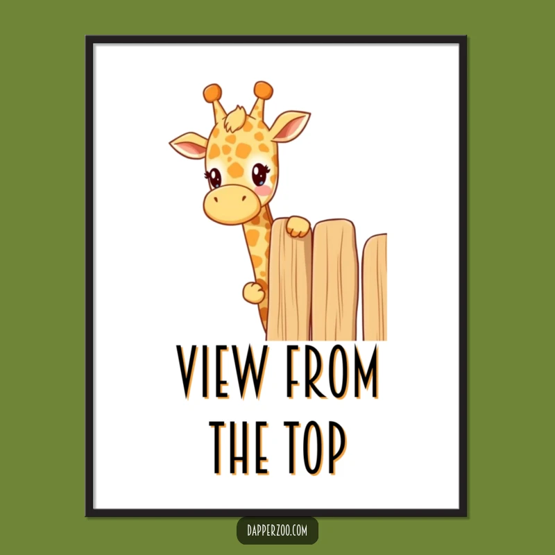 Funny Kawaii Giraffe Peeking Digital Art - Instant Curious Download