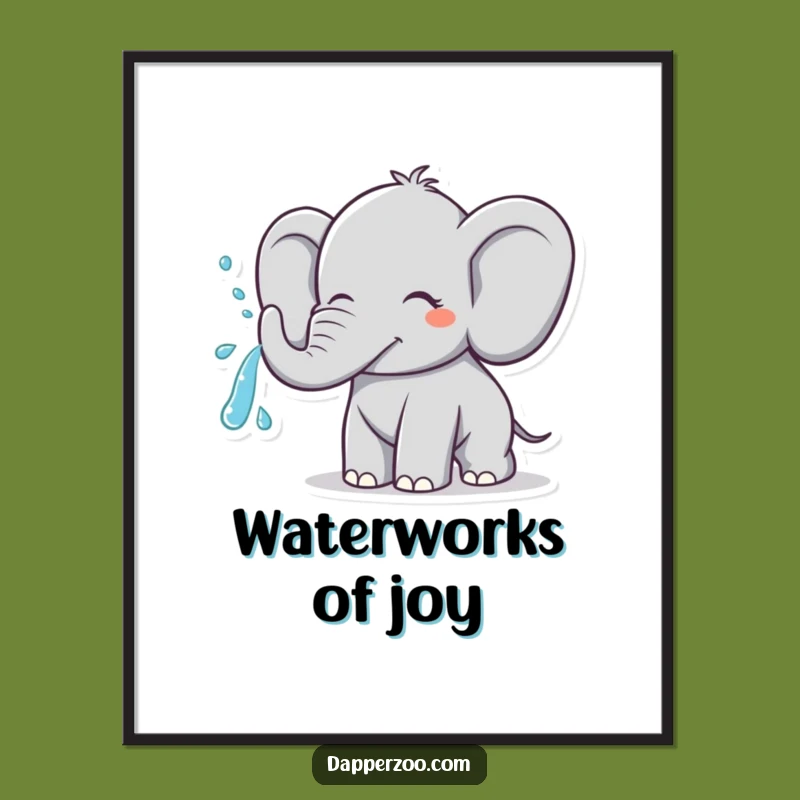 Funny Elephant Water Spray Digital Art - Hilarious Printable for Instant Joy