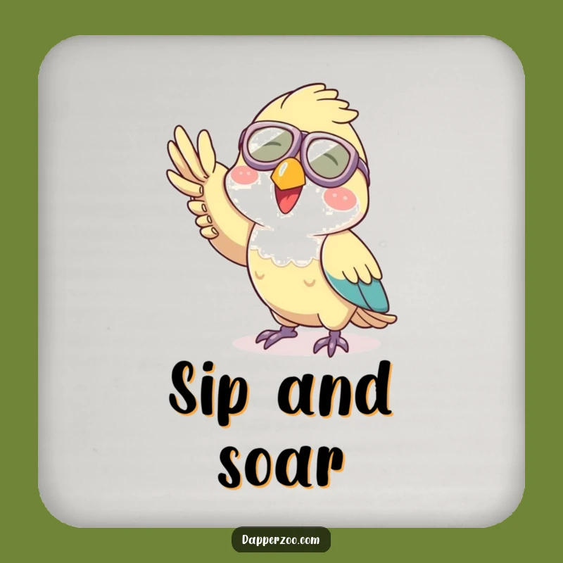 Funny Aviator Parrot Coaster: Protect Surfaces, Chic Funny Gift for Entertainers