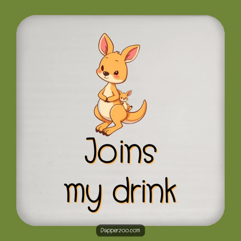 Funny Kangaroo Joey Drink Coaster, Protect Surfaces with Adorable Humor