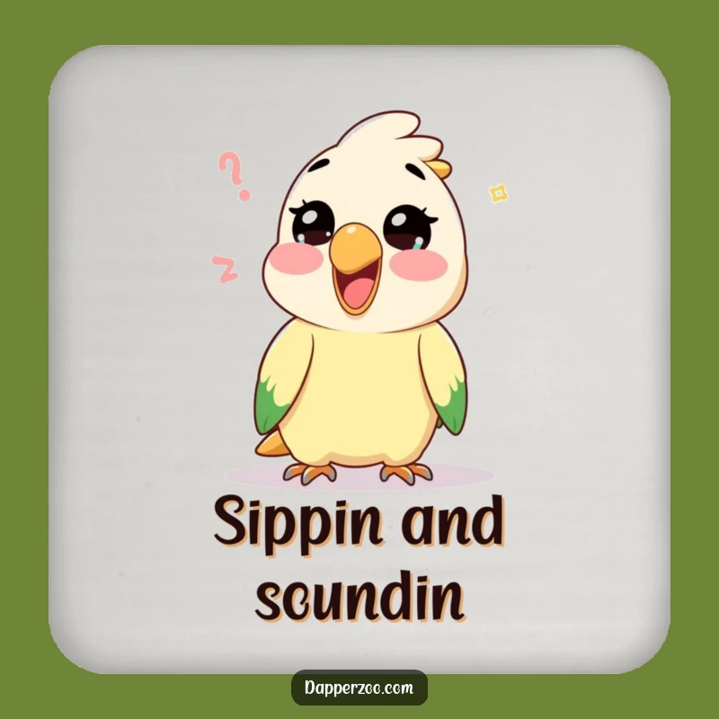 Funny Kawaii Parrot Mimic Coaster Set: Protect Surfaces with Vocal Humor!