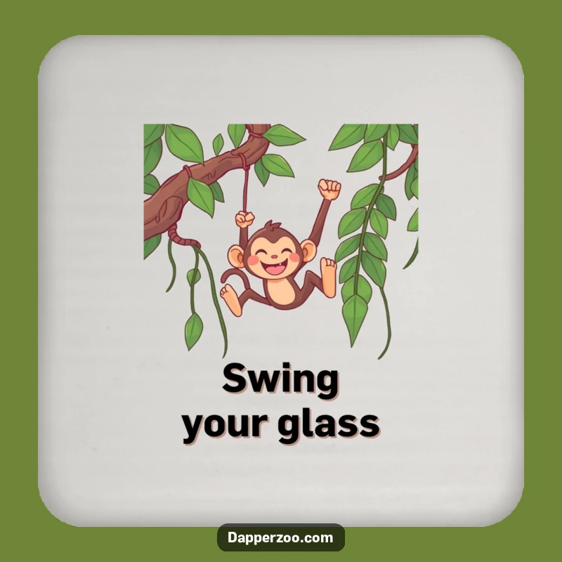 Funny Monkey Swing Coasters: Happy Monkey Grinning, Humorous Jungle Table Gift!
