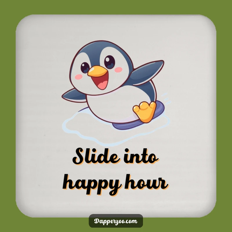 Funny Penguin Slide Coasters: Cute Penguin Thrill Seeker, Humorous Table Gift!