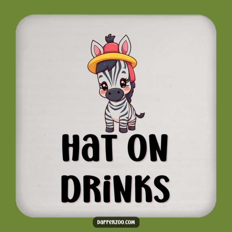 Funny Zebra Hat Drink Coaster, Protect Surfaces with Quirky Charm
