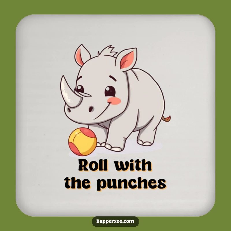 Funny Rhino Calf Coaster: Protect Surfaces, Cute Funny Gift for Tables