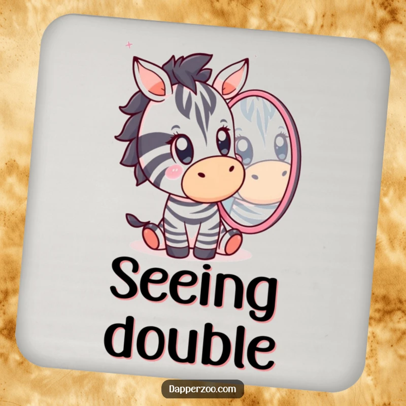 Funny Kawaii zebra character with a shocked expression on protective drink coasters, bringing a humorous element to table settings.