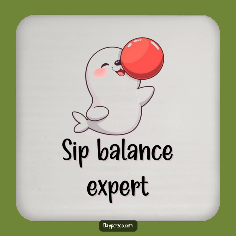 Funny Seal Balancing Ball Drink Coaster, Protect Surfaces with Humor