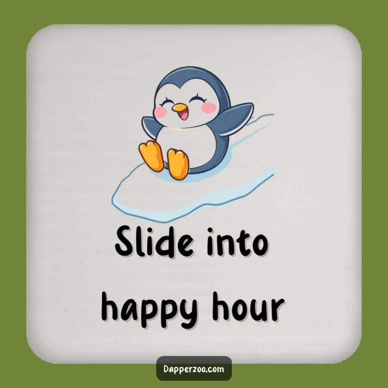 Funny Penguin Sliding Drink Coaster, Protect Surfaces with Wintry Humor