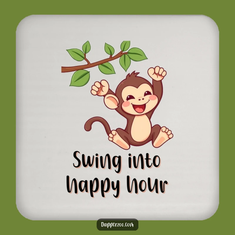 Funny Kawaii Monkey Swinging Coaster Set - Playful Protection & Humor