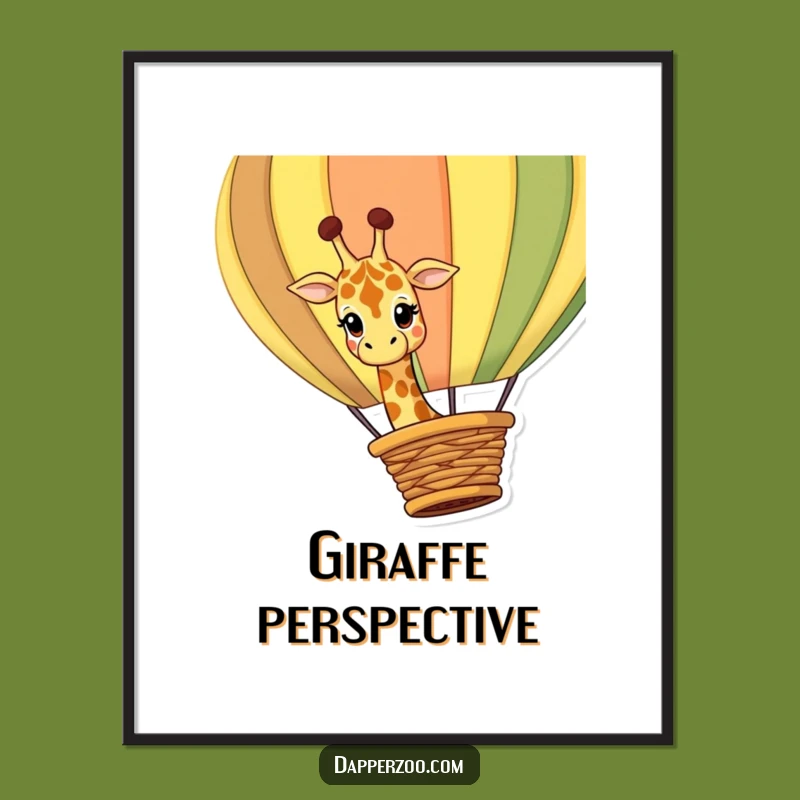 Funny Giraffe Balloon Poster: Curious Giraffe Adventure, Hilarious Wall Art Gift!