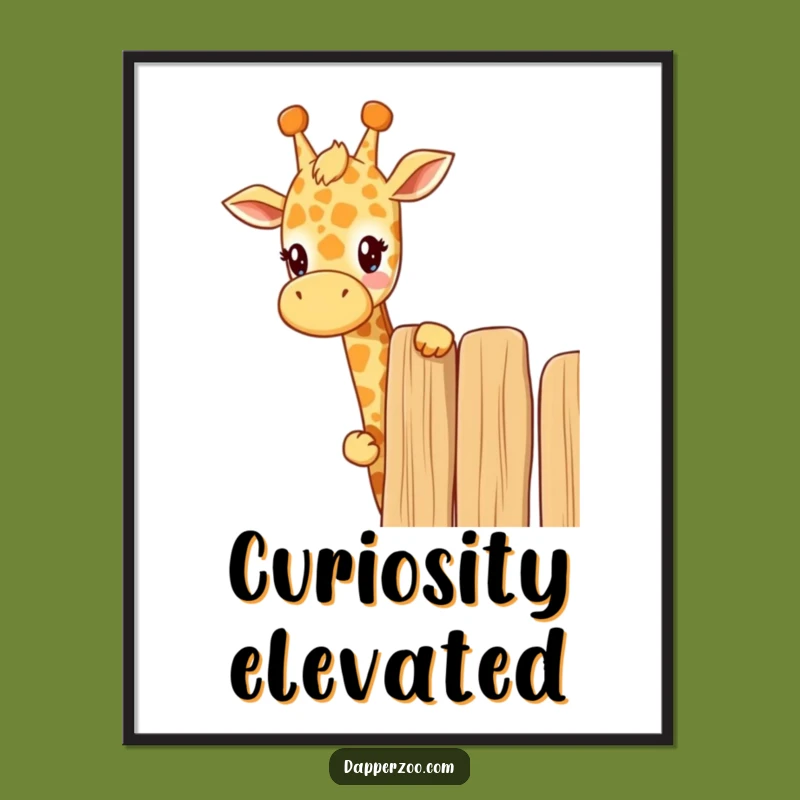 Funny Kawaii Giraffe Peeking Poster - Curious Wall Art & Gift