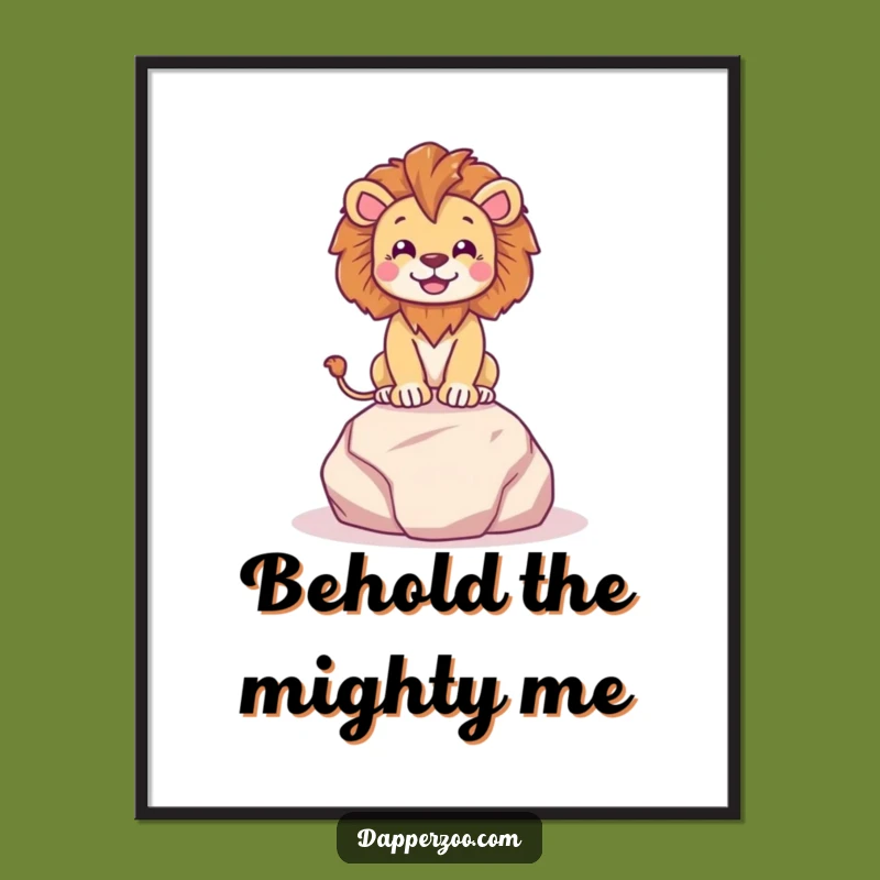 Funny Lion Regal Pose Poster - Hilarious Wall Art for a Majestic Vibe