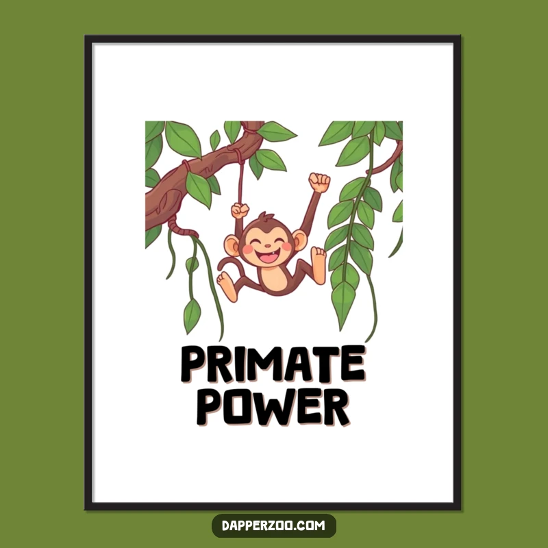Funny Monkey Jungle Poster: Happy Monkey Swinging, Hilarious Wall Art Gift!