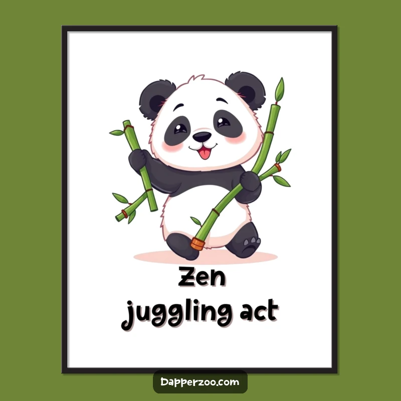 Funny Panda Juggling Poster: Clumsy Panda Delight, Hilarious Wall Art Gift!