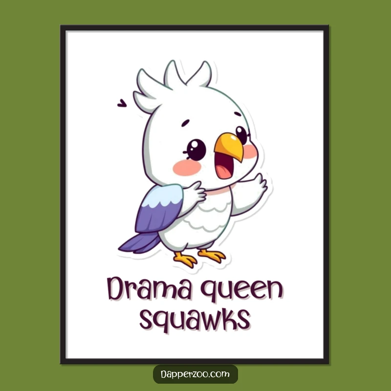 Funny Parrot Recitation Poster - Dramatic, Surprised Bird Art for Hilarious Decor