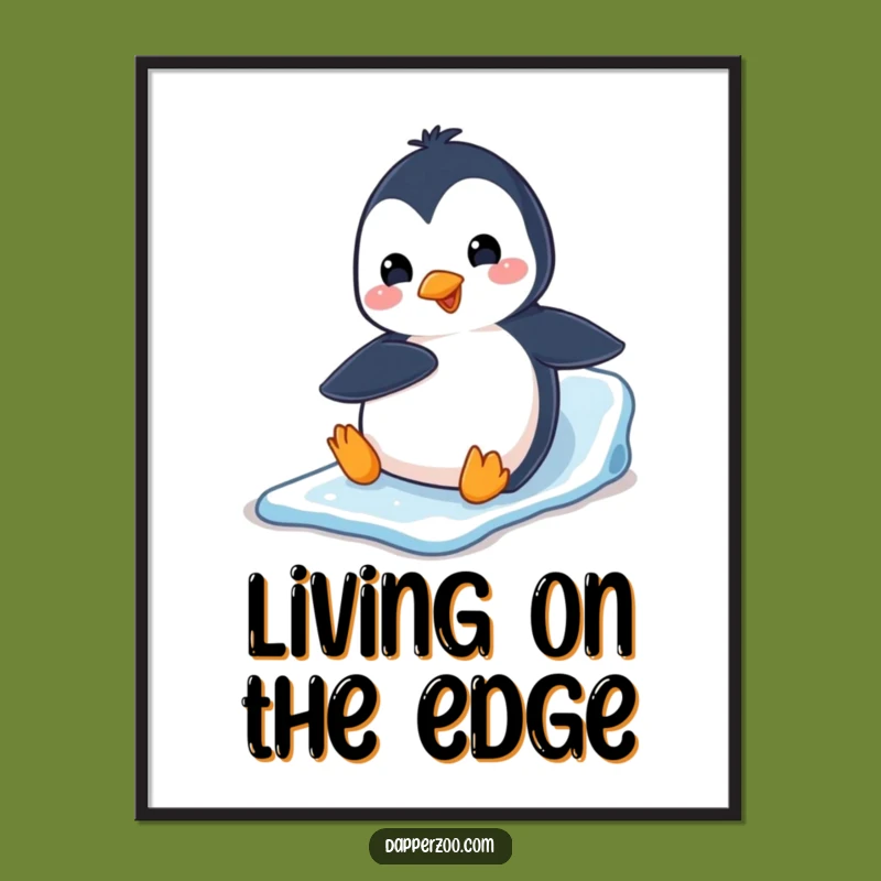 Funny Penguin Belly Slide Poster: Add Action and Humor to Your Walls