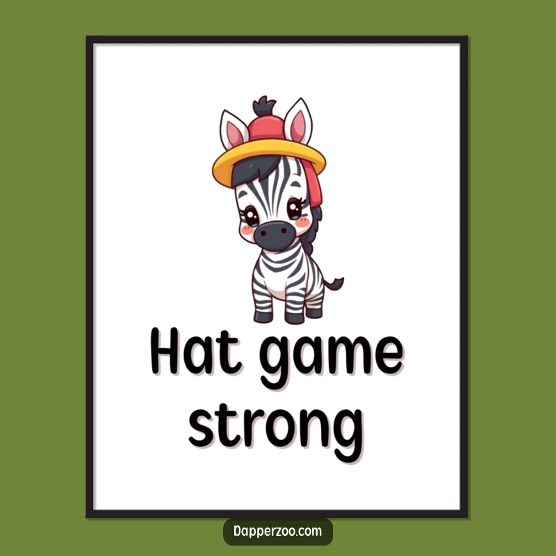 Funny Zebra Hat Poster, Joyful Wall Art & Hilarious Accent Gift