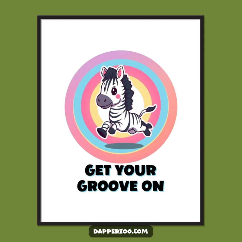 Funny Zebra Gallop Poster - Vibrant Rainbow Art for an Enthusiastic Space