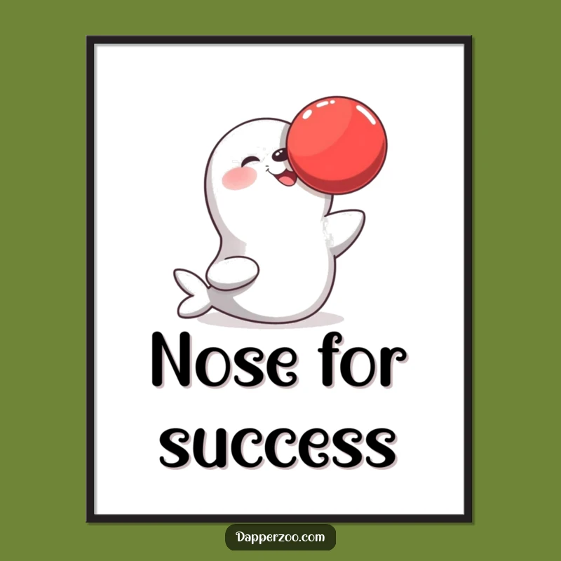 Funny Seal Balancing Ball Poster, Joyful Wall Art & Hilarious Gift Idea