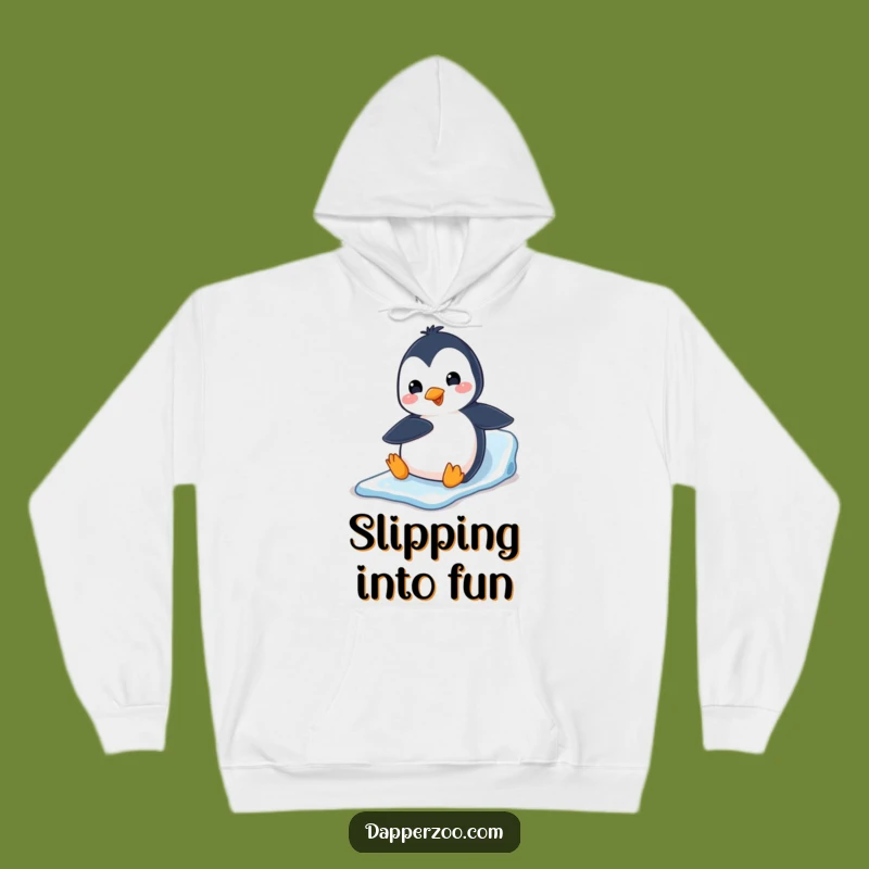 Cozy Funny Penguin Belly Slide Hoodie: Warmth for Your Inner Adventurer