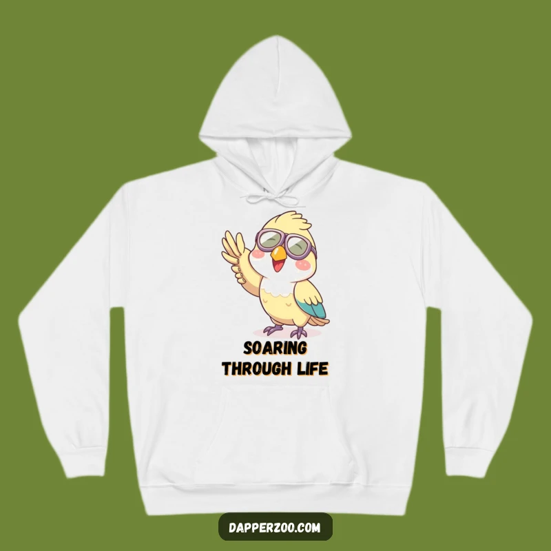 Funny Aviator Parrot Hoodie: Cozy Character Waving, Perfect Warm Funny Gift for Aviators